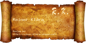 Reiner Klára névjegykártya